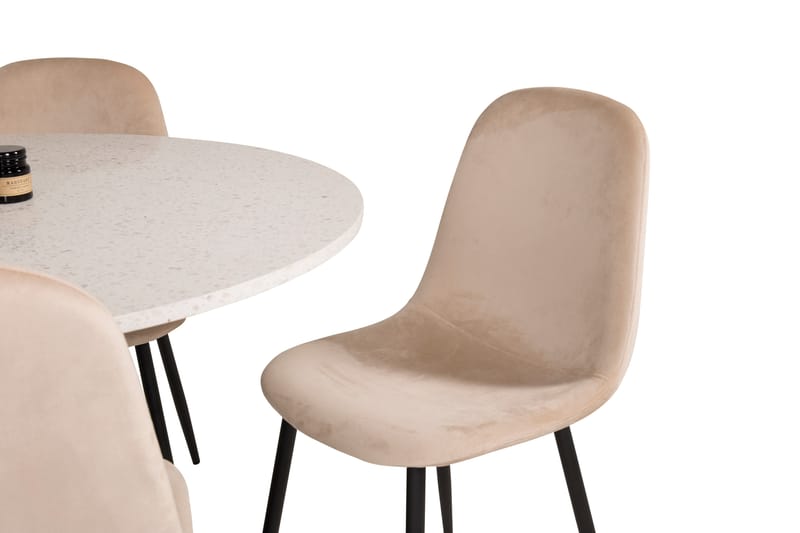 Razzia Matgrupp 106 cm Rund med 4 Polar stolar - Beige - Möbler - Matplats - Matgrupp & matbord med stolar