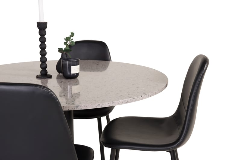 Razzia Matgrupp 106 cm Rund med 4 Polar stolar - Svart - Möbler - Matplats - Matgrupp & matbord med stolar