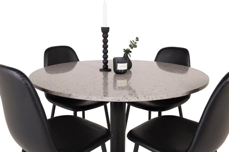 Razzia Matgrupp 106 cm Rund med 4 Polar stolar - Svart - Möbler - Matplats - Matgrupp & matbord med stolar