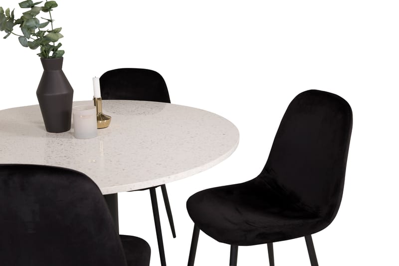 Razzia Matgrupp 106 cm Rund med 4 Polar stolar - Svart - Möbler - Matplats - Matgrupp & matbord med stolar