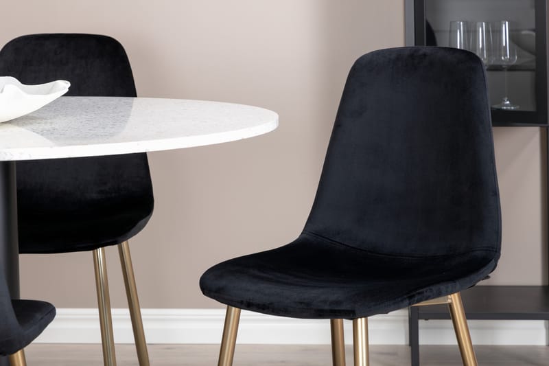 Razzia Matgrupp 106 cm Rund med 4 Polar stolar - Svart/Guld - Möbler - Matplats - Matgrupp & matbord med stolar