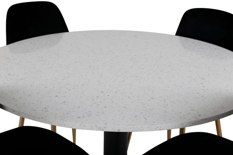Razzia Matgrupp 106 cm Rund med 4 Polar stolar - Svart/Guld - Möbler - Matplats - Matgrupp & matbord med stolar