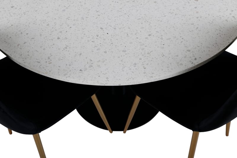 Razzia Matgrupp 106 cm Rund med 4 Polar stolar - Svart/Guld - Möbler - Matplats - Matgrupp & matbord med stolar
