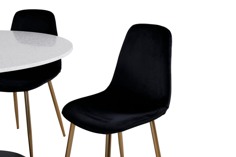Razzia Matgrupp 106 cm Rund med 4 Polar stolar - Svart/Guld - Möbler - Matplats - Matgrupp & matbord med stolar