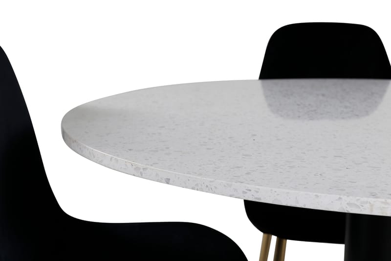 Razzia Matgrupp 106 cm Rund med 4 Polar stolar - Svart/Guld - Möbler - Matplats - Matgrupp & matbord med stolar