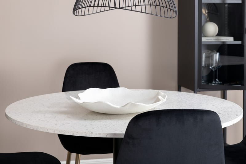 Razzia Matgrupp 106 cm Rund med 4 Polar stolar - Svart/Guld - Möbler - Matplats - Matgrupp & matbord med stolar