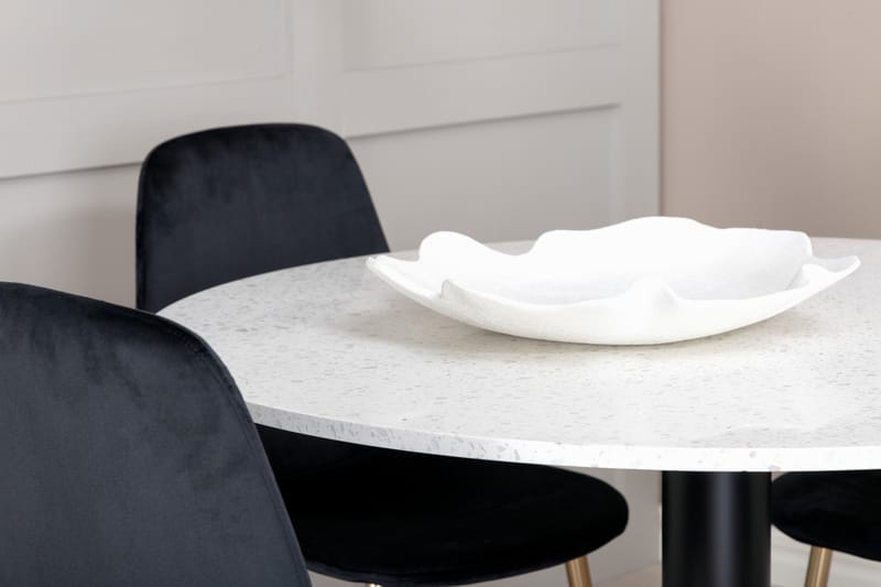 Razzia Matgrupp 106 cm Rund med 4 Polar stolar - Svart/Guld - Möbler - Matplats - Matgrupp & matbord med stolar