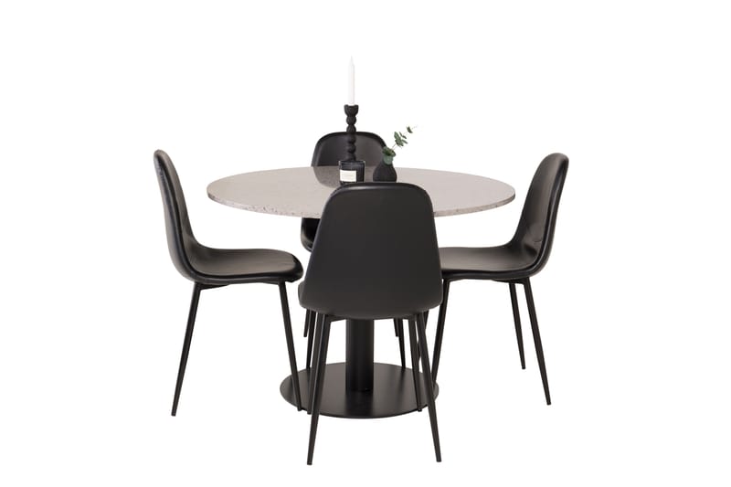 Razzia Matgrupp 106 cm Rund med 4 Polar stolar - Svart - Möbler - Matplats - Matgrupp & matbord med stolar