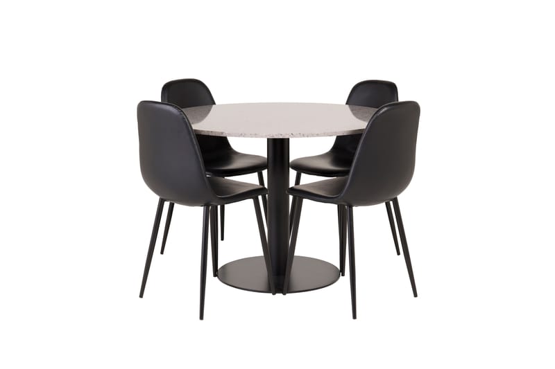 Razzia Matgrupp 106 cm Rund med 4 Polar stolar - Svart - Möbler - Matplats - Matgrupp & matbord med stolar