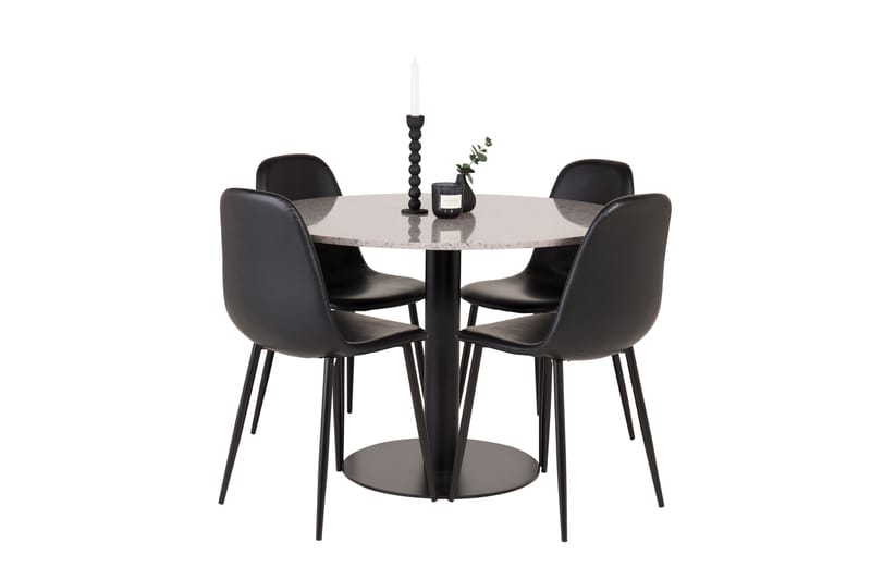 Razzia Matgrupp 106 cm Rund med 4 Polar stolar - Svart - Möbler - Matplats - Matgrupp & matbord med stolar