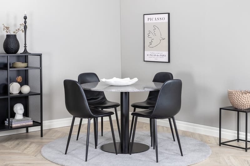 Razzia Matgrupp 106 cm Rund med 4 Polar stolar - Svart - Möbler - Matplats - Matgrupp & matbord med stolar