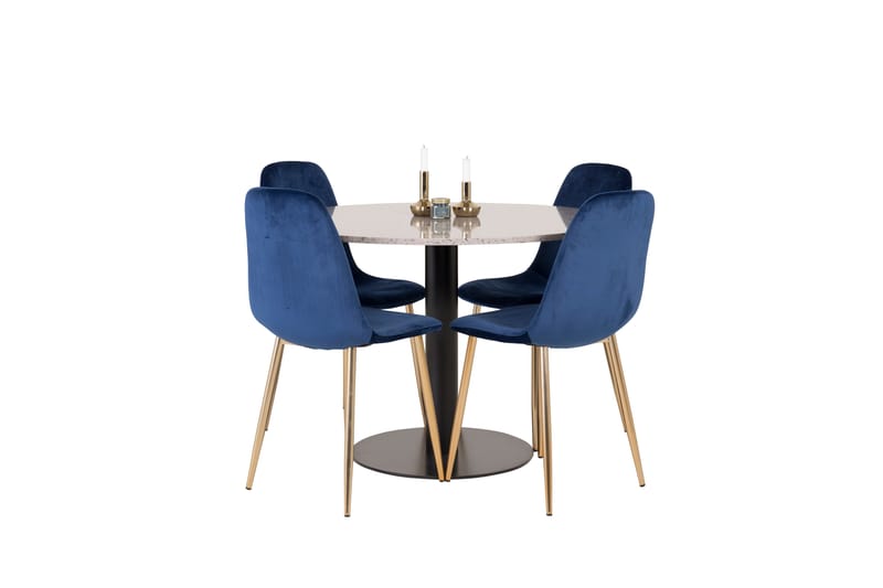 Razzia Matgrupp 106 cm Rund med 4 Polar stolar - Svart - Möbler - Matplats - Matgrupp & matbord med stolar