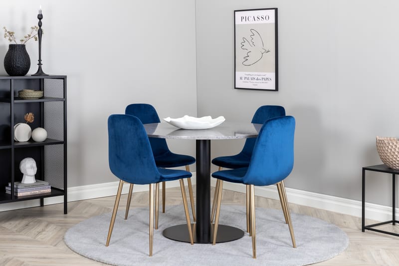 Razzia Matgrupp 106 cm Rund med 4 Polar stolar - Svart - Möbler - Matplats - Matgrupp & matbord med stolar
