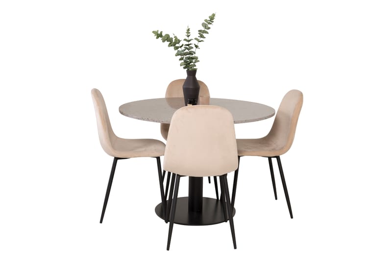 Razzia Matgrupp 106 cm Rund med 4 Polar stolar - Beige - Möbler - Matplats - Matgrupp & matbord med stolar