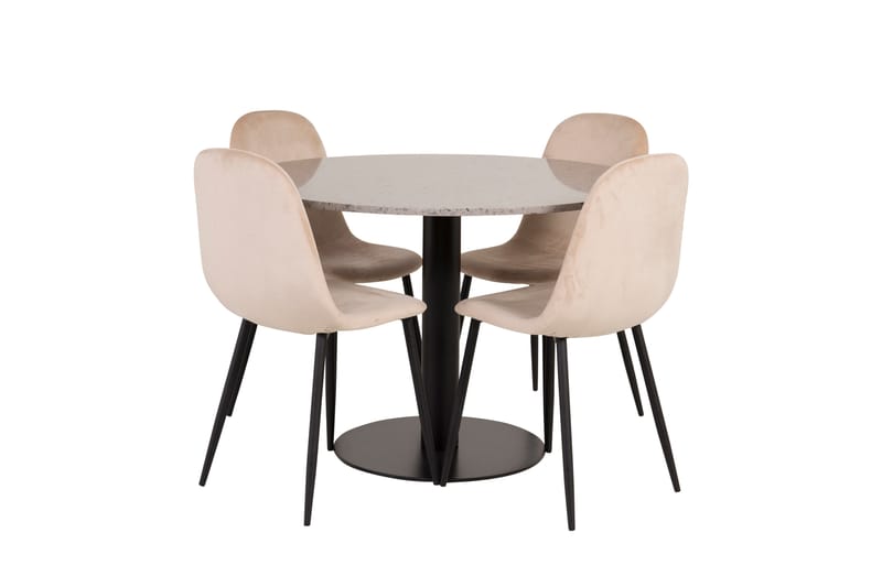 Razzia Matgrupp 106 cm Rund med 4 Polar stolar - Beige - Möbler - Matplats - Matgrupp & matbord med stolar