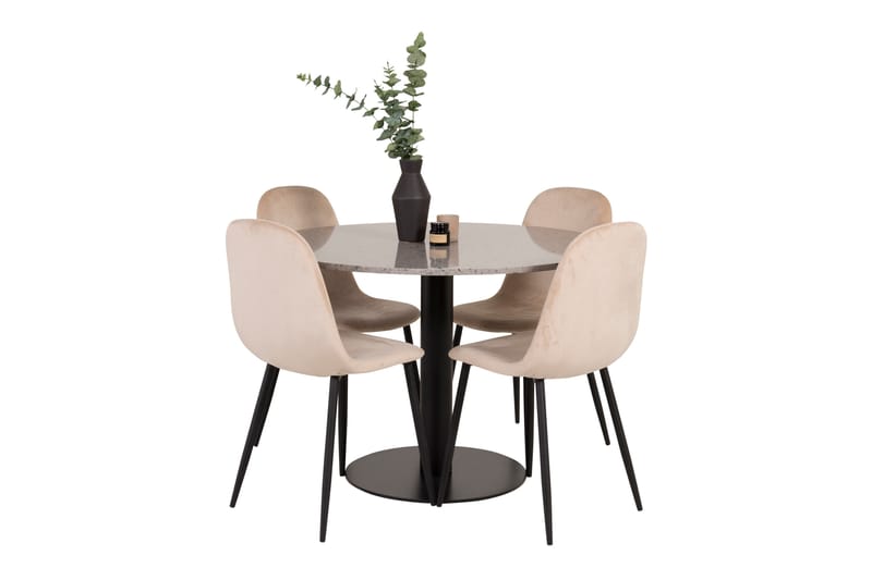 Razzia Matgrupp 106 cm Rund med 4 Polar stolar - Beige - Möbler - Matplats - Matgrupp & matbord med stolar