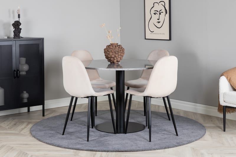 Razzia Matgrupp 106 cm Rund med 4 Polar stolar - Beige - Möbler - Matplats - Matgrupp & matbord med stolar