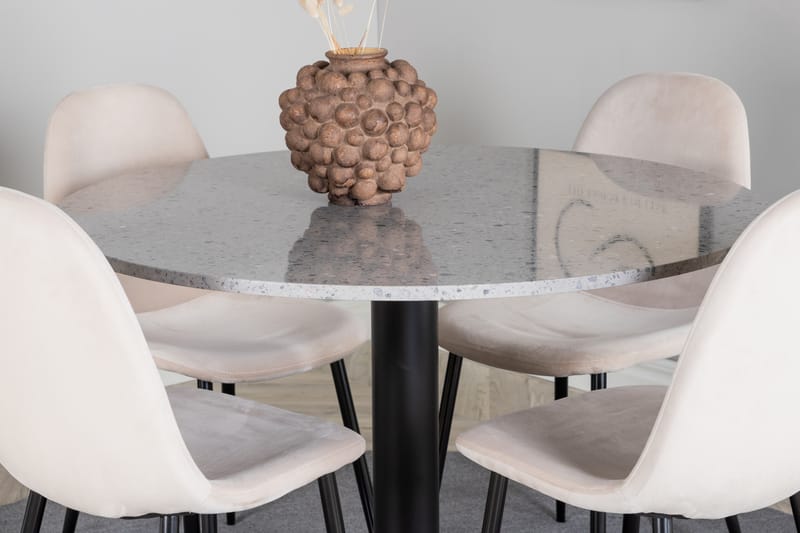 Razzia Matgrupp 106 cm Rund med 4 Polar stolar - Beige - Möbler - Matplats - Matgrupp & matbord med stolar