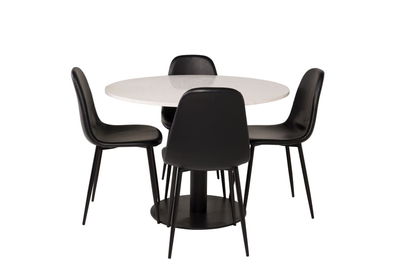 Razzia Matgrupp 106 cm Rund med 4 Polar stolar - Svart - Möbler - Matplats - Matgrupp & matbord med stolar