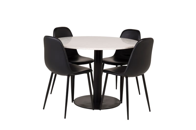 Razzia Matgrupp 106 cm Rund med 4 Polar stolar - Svart - Möbler - Matplats - Matgrupp & matbord med stolar