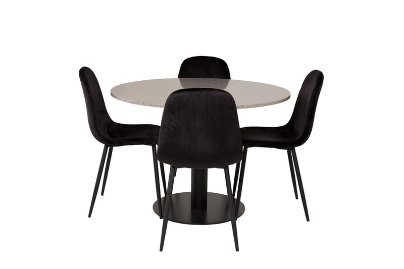 Razzia Matgrupp 106 cm Rund med 4 Polar stolar - Svart - Möbler - Matplats - Matgrupp & matbord med stolar