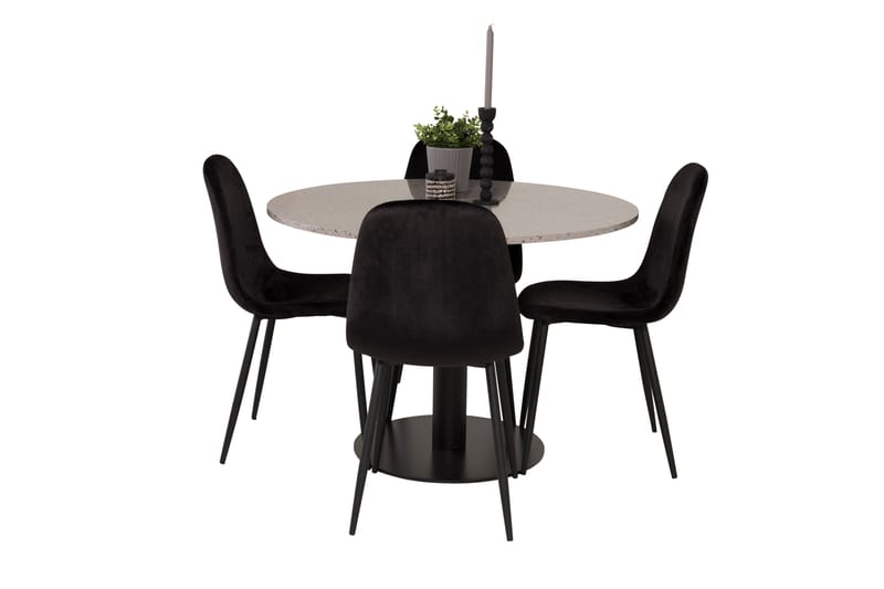 Razzia Matgrupp 106 cm Rund med 4 Polar stolar - Svart - Möbler - Matplats - Matgrupp & matbord med stolar
