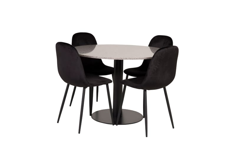 Razzia Matgrupp 106 cm Rund med 4 Polar stolar - Svart - Möbler - Matplats - Matgrupp & matbord med stolar