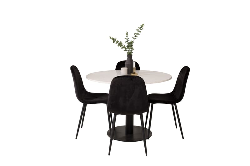 Razzia Matgrupp 106 cm Rund med 4 Polar stolar - Svart - Möbler - Matplats - Matgrupp & matbord med stolar