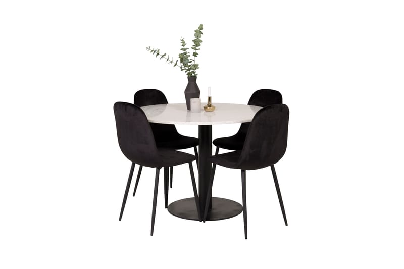 Razzia Matgrupp 106 cm Rund med 4 Polar stolar - Svart - Möbler - Matplats - Matgrupp & matbord med stolar