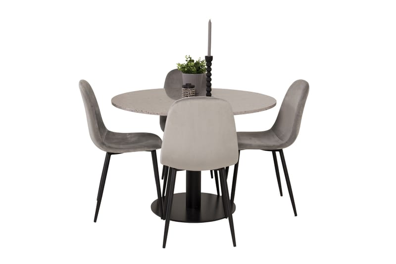Razzia Matgrupp 106 cm Rund med 4 Polar stolar - Svart - Möbler - Matplats - Matgrupp & matbord med stolar