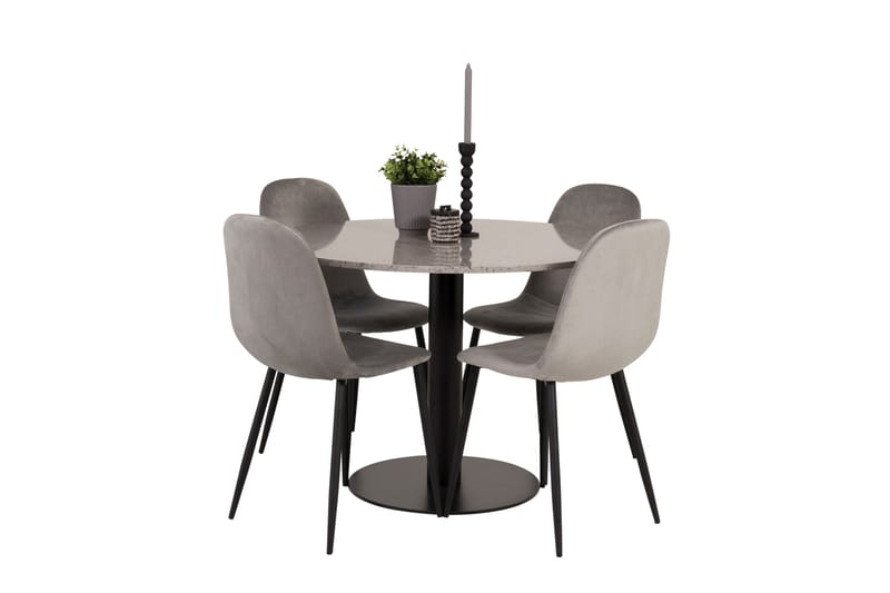 Razzia Matgrupp 106 cm Rund med 4 Polar stolar - Svart - Möbler - Matplats - Matgrupp & matbord med stolar