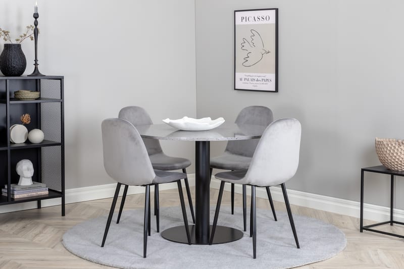 Razzia Matgrupp 106 cm Rund med 4 Polar stolar - Svart - Möbler - Matplats - Matgrupp & matbord med stolar