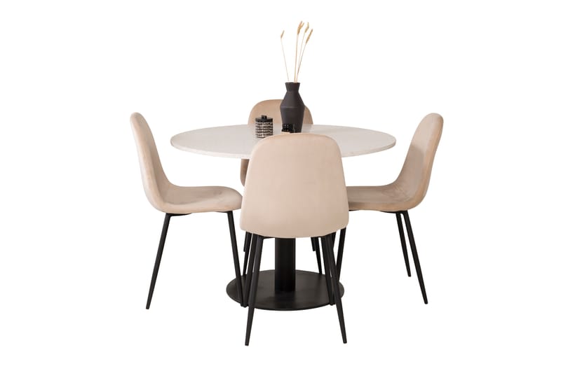 Razzia Matgrupp 106 cm Rund med 4 Polar stolar - Beige - Möbler - Matplats - Matgrupp & matbord med stolar
