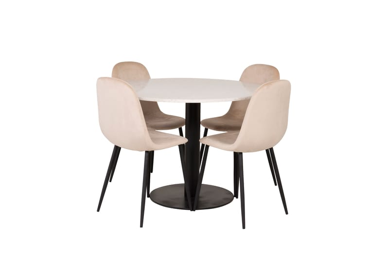 Razzia Matgrupp 106 cm Rund med 4 Polar stolar - Beige - Möbler - Matplats - Matgrupp & matbord med stolar