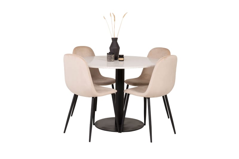 Razzia Matgrupp 106 cm Rund med 4 Polar stolar - Beige - Möbler - Matplats - Matgrupp & matbord med stolar