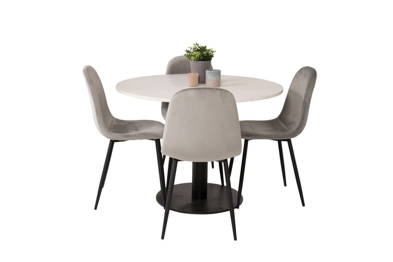 Razzia Matgrupp 106 cm Rund med 4 Polar stolar - Svart - Möbler - Matplats - Matgrupp & matbord med stolar