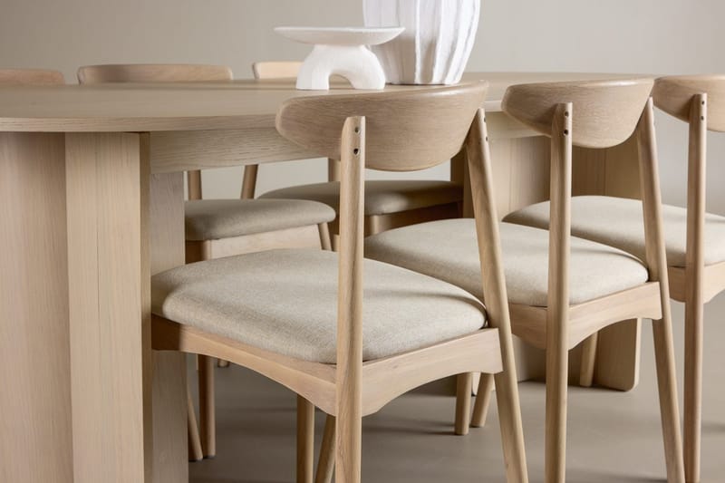 Rektangulär Matgrupp Tyresö 220 cm med 6 Ven Stolar - Natur/whitewash - Möbler - Matplats - Matgrupp & matbord med stolar