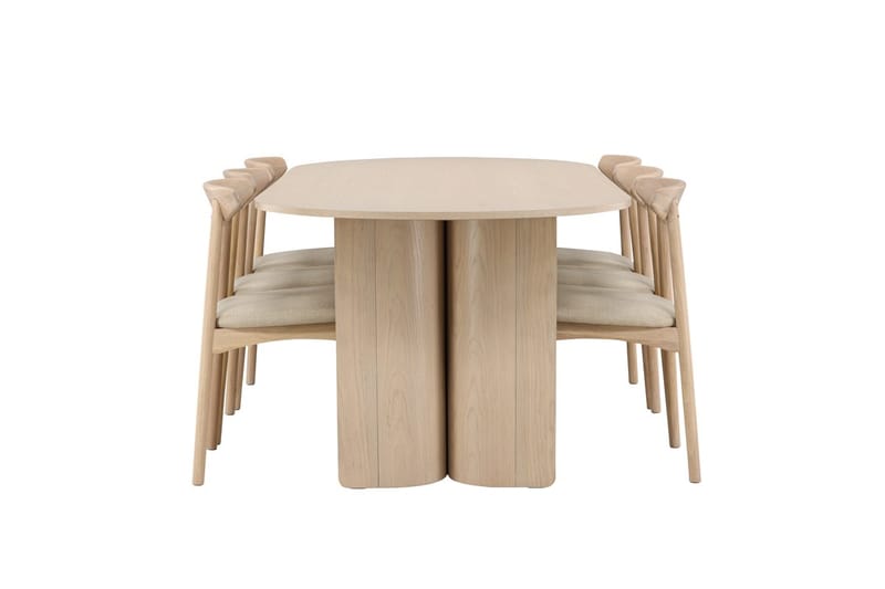 Rektangulär Matgrupp Tyresö 220 cm med 6 Ven Stolar - Natur/whitewash - Möbler - Matplats - Matgrupp & matbord med stolar