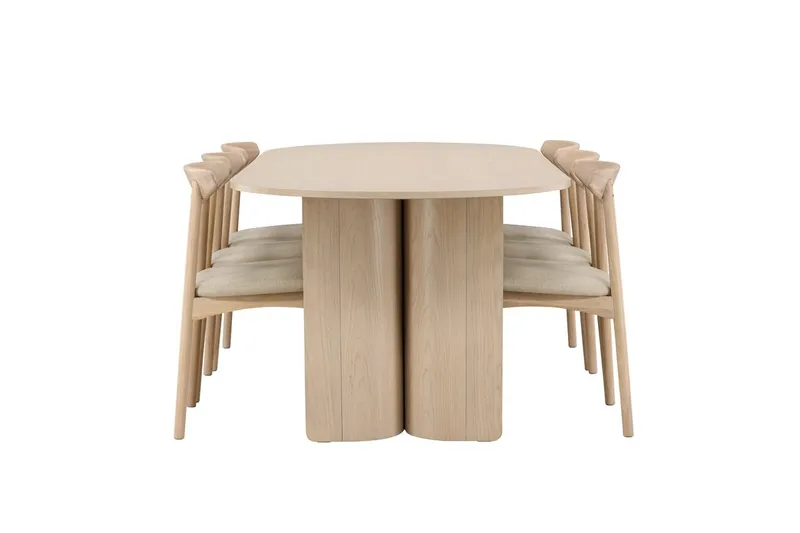 Rektangulär Matgrupp Tyresö 220 cm med 6 Ven Stolar - Natur/whitewash - Möbler - Matplats - Matgrupp & matbord med stolar