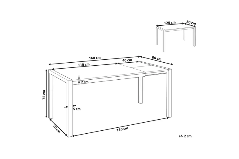 Renton Matbord Förlängningsbart 120-160x80 cm - Svart - Möbler - Matplats - Matbord & köksbord