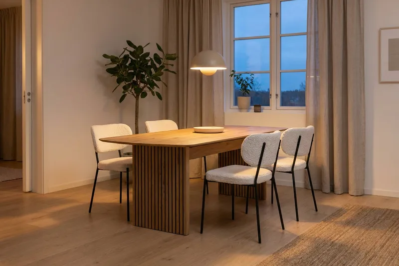 Richeto Matbord 180 cm med 4 st Gemmiano Stolar i Teddy - Brun, Vit - Möbler - Matplats - Matgrupp & matbord med stolar