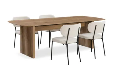Richeto Matbord 180 cm med 4 st Gemmiano Stolar i Teddy - Brun, Vit - Möbler - Matplats - Matgrupp & matbord med stolar