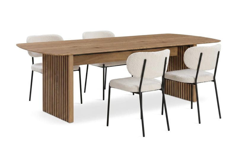 Richeto Matbord 180 cm med 4 st Gemmiano Stolar i Teddy - Brun, Vit - Möbler - Matplats - Matgrupp & matbord med stolar