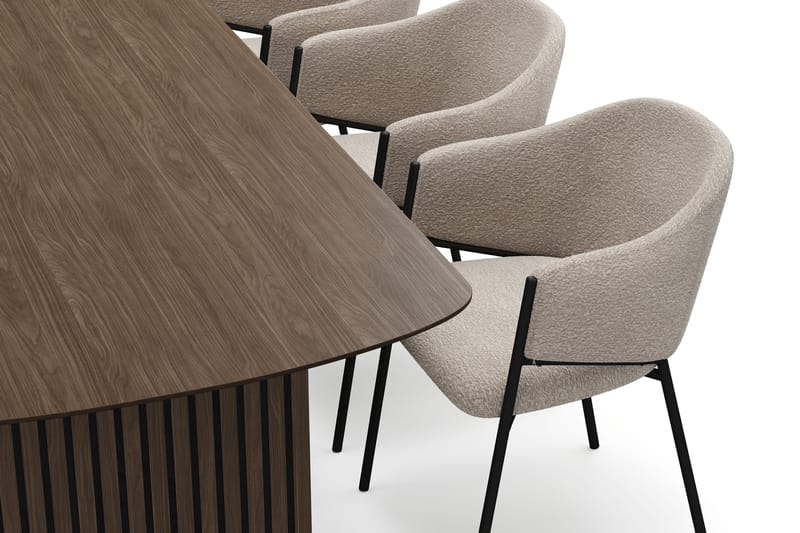 Richeto Matbord 180 cm med 6 Filip Matstolar - Rökt ek / Taupe Bouclé - Möbler - Matplats - Matgrupp & matbord med stolar
