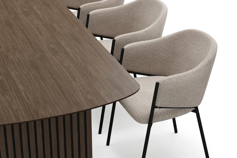 Richeto Matbord 180 cm med 6 Filip Matstolar - Rökt ek / Taupe Bouclé - Möbler - Matplats - Matgrupp & matbord med stolar