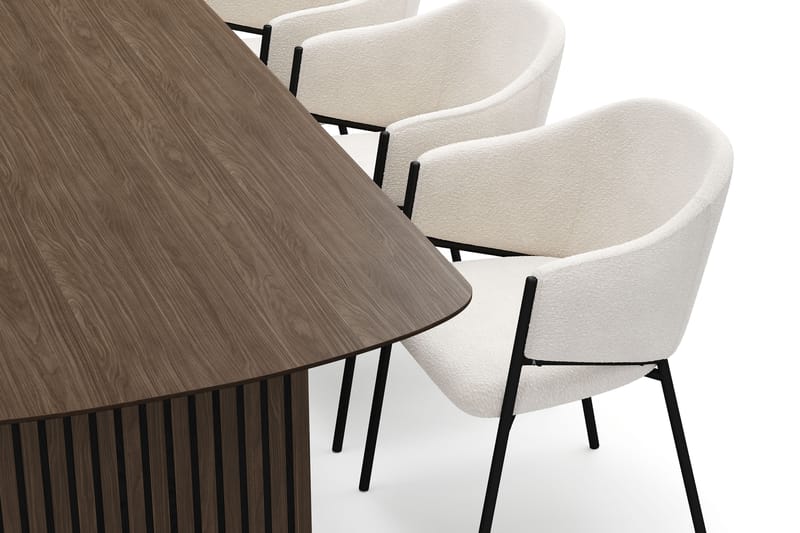 Richeto Matbord 180 cm med 6 Filip Matstolar - Rökt ek / Vit Bouclé - Möbler - Matplats - Matgrupp & matbord med stolar