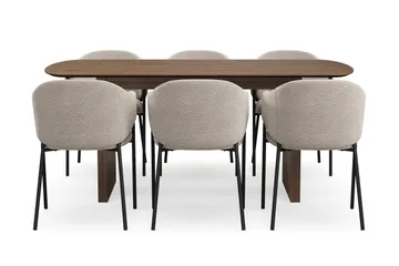 Richeto Matbord 180 cm med 6 Filip Matstolar - Rökt ek - Möbler - Matplats - Matgrupp & matbord med stolar