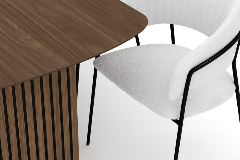 Richeto Matbord 180 cm med 6 Karol Matstolar - Rökt ek / Vit Bouclé - Möbler - Matplats - Matgrupp & matbord med stolar