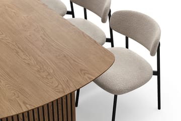 Richeto Matbord 180 cm med 6 Lucy Matstolar - Naturlig finish / Greige Bouclé / Metallben Svart - Möbler - Matplats - Matgrupp & matbord med stolar