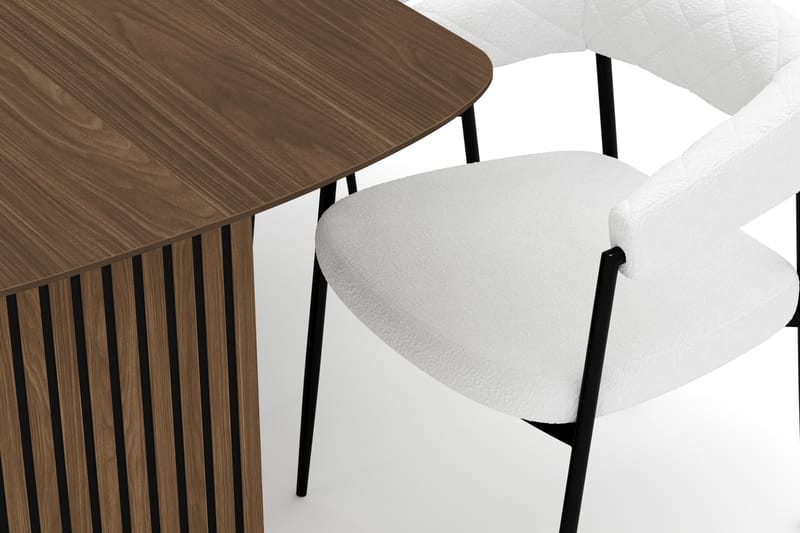 Richeto Matbord 180 cm med 6 Velma Matstolar - Rökt ek / Vit Bouclé - Möbler - Matplats - Matgrupp & matbord med stolar